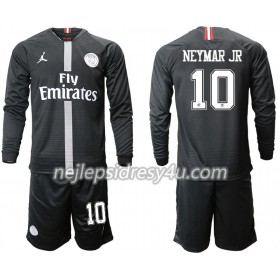 Fotbalový Dres Paris Saint-Germain NEYMAR JR 10 Jodan Černá Dětské Alternativní 2018/19 Dlouhý Rukáv